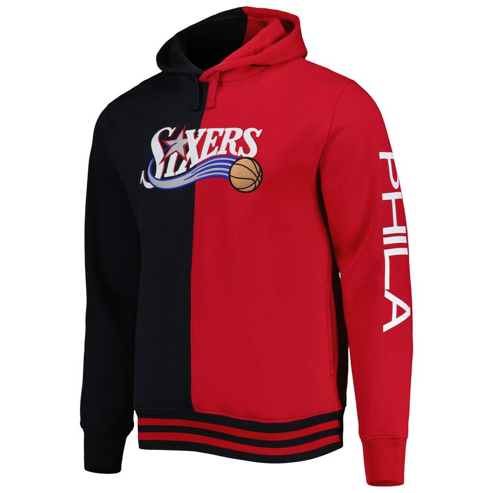Philadelphia 76ers Hardwood Classics Split Pullover Hoodie Black/Red - NBA