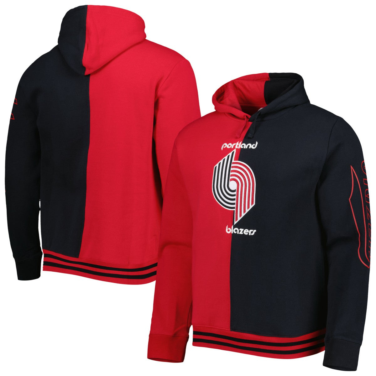 Portland Trail Blazers Hardwood Classics Split Pullover Hoodie Red/Black - NBA