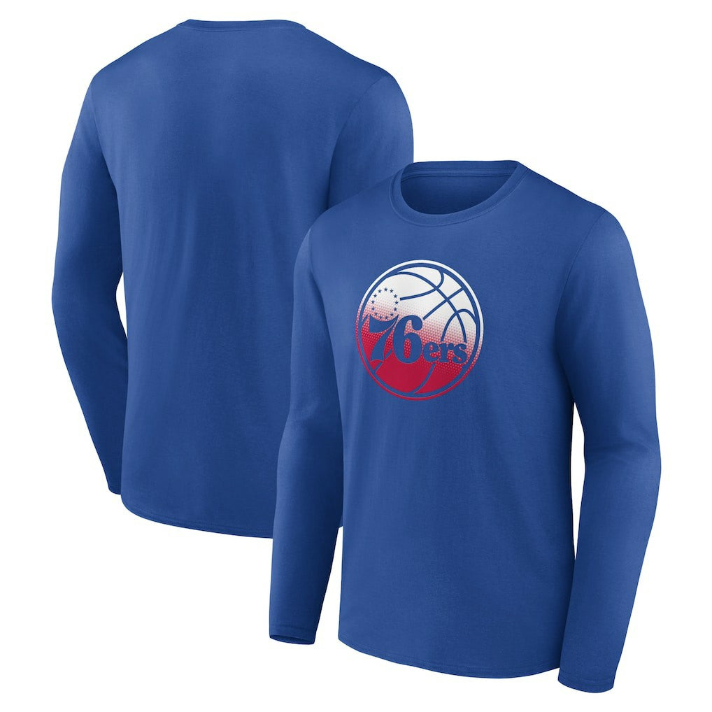 Philadelphia 76ers Gradient Logo Long Sleeve T-Shirt Royal - NBA