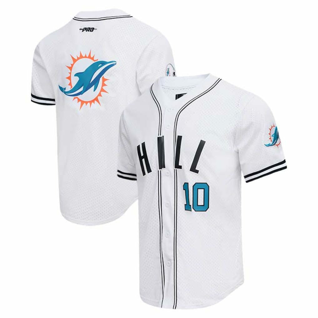 Tyreek Hill Miami Dolphins Pro Standard Mesh Baseball Button-Up T-Shirt White | NFL
