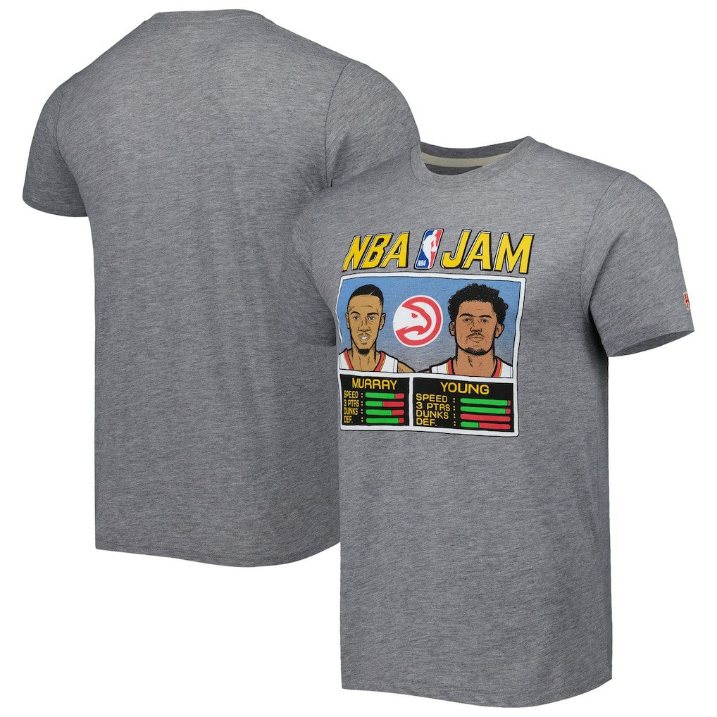 Dejounte Murray & Trae Young Atlanta Hawks Homage NBA Jam Tri-Blend T-Shirt Gray - NBA