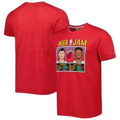 Tyler Herro & Jimmy Butler Miami Heat Homage NBA Jam Tri-Blend T-Shirt Red - NBA