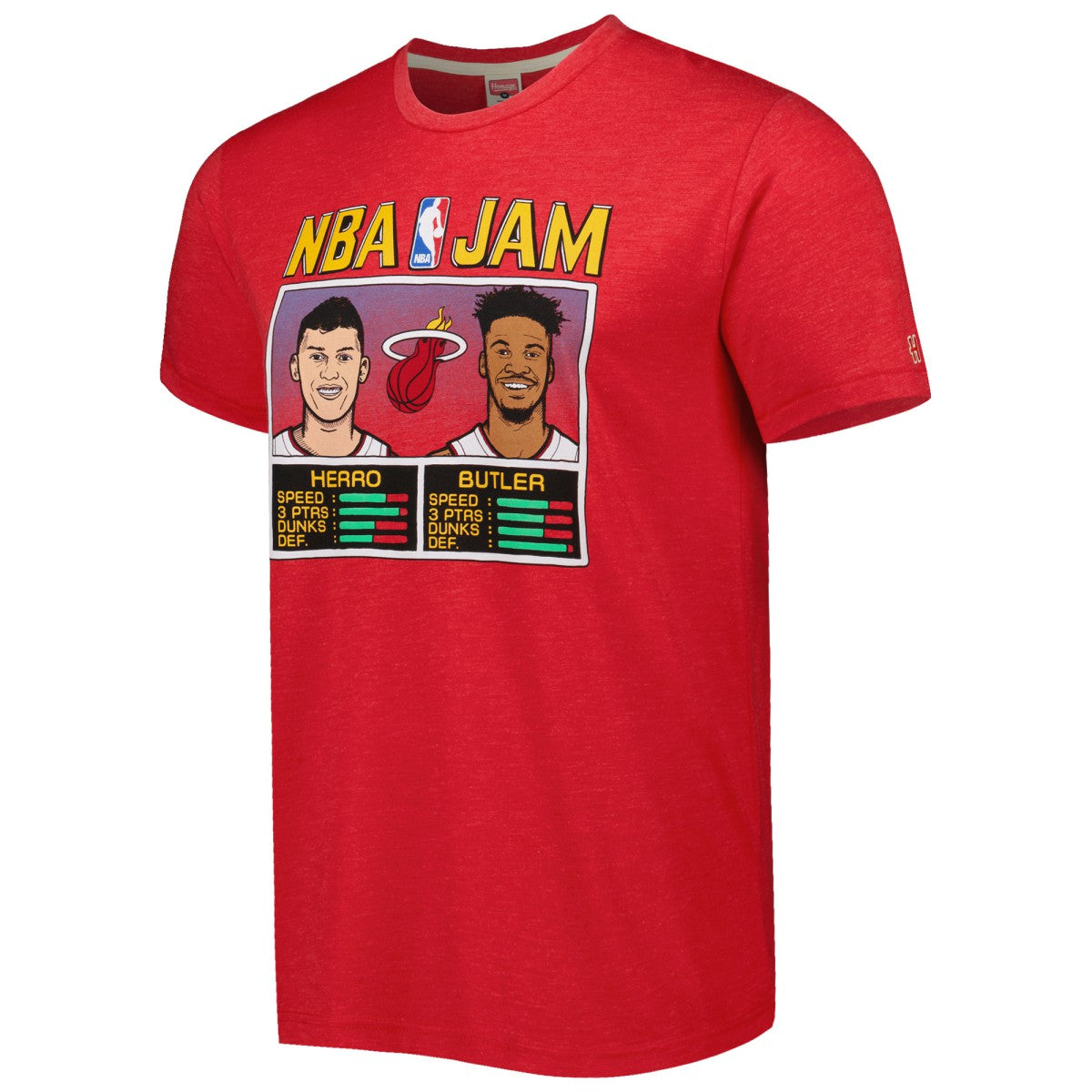 Tyler Herro & Jimmy Butler Miami Heat Homage NBA Jam Tri-Blend T-Shirt Red - NBA