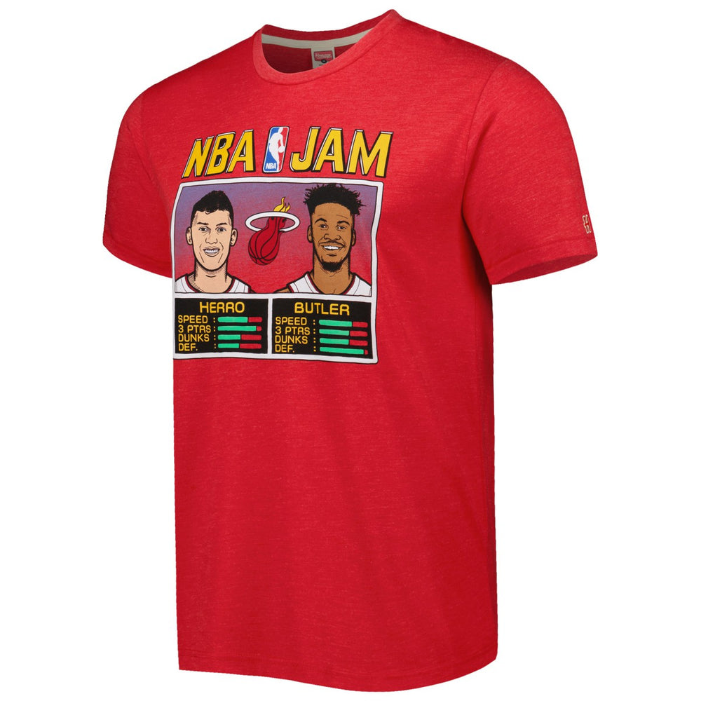 Tyler Herro & Jimmy Butler Miami Heat Homage NBA Jam Tri-Blend T-Shirt Red - NBA