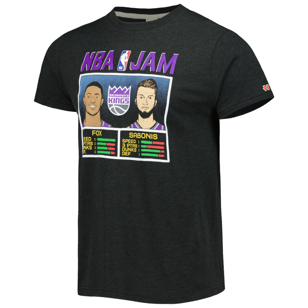 De'Aaron Fox & Domantas Sabonis Sacramento Kings Homage NBA Jam Tri-Blend T-Shirt Charcoal - NBA
