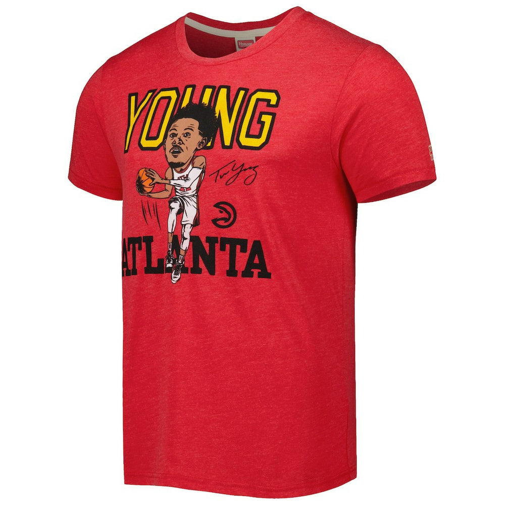 Trae Young Atlanta Hawks Homage Caricature Tri-Blend T-Shirt Red - NBA