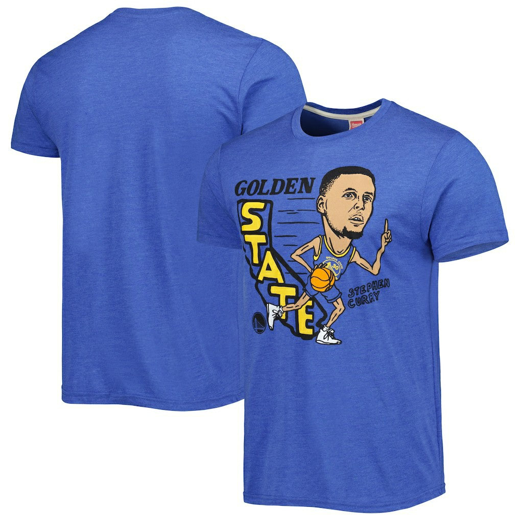 Stephen Curry Golden State Warriors Homage Caricature Tri-Blend T-Shirt Royal - NBA