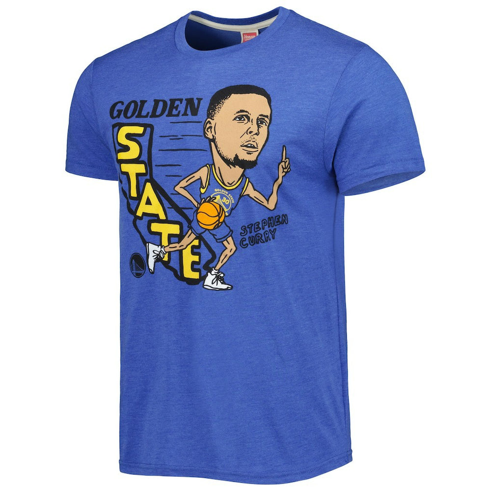 Stephen Curry Golden State Warriors Homage Caricature Tri-Blend T-Shirt Royal - NBA