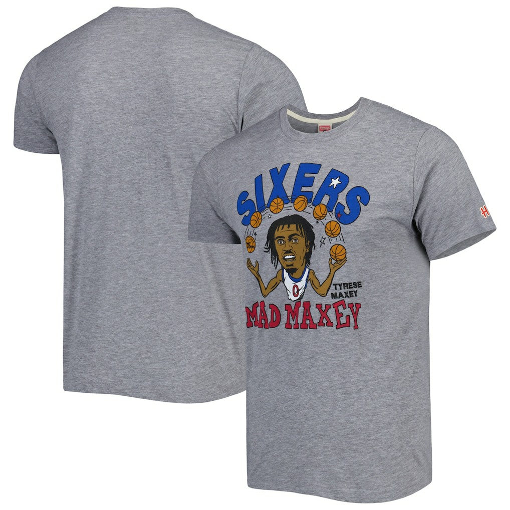 Tyrese Maxey Philadelphia 76ers Homage Caricature Tri-Blend T-Shirt Gray - NBA