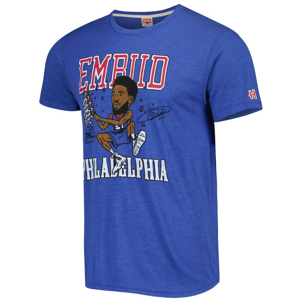 Joel Embiid Philadelphia 76ers Homage Caricature Tri-Blend T-Shirt Royal - NBA