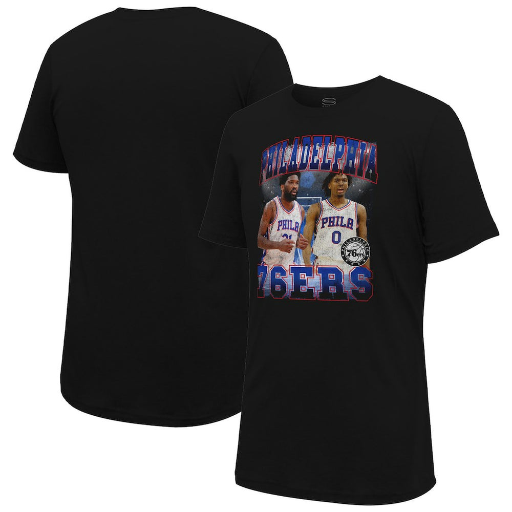 Joel Embiid & Tyrese Maxey Philadelphia 76ers Stadium Essentials Unisex Player Duo T-Shirt Black - NBA