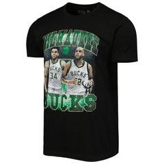 Giannis Antetokounmpo & Khris Middleton Milwaukee Bucks Stadium Essentials Unisex Player Duo T-Shirt Black - NBA