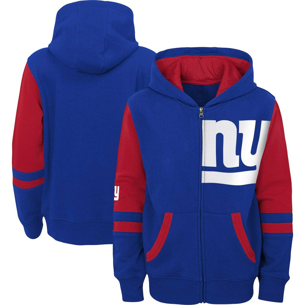 New York Giants Preschool Stadium Color Block Full-Zip Hoodie Royal | NFL