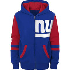New York Giants Preschool Stadium Color Block Full-Zip Hoodie Royal | NFL