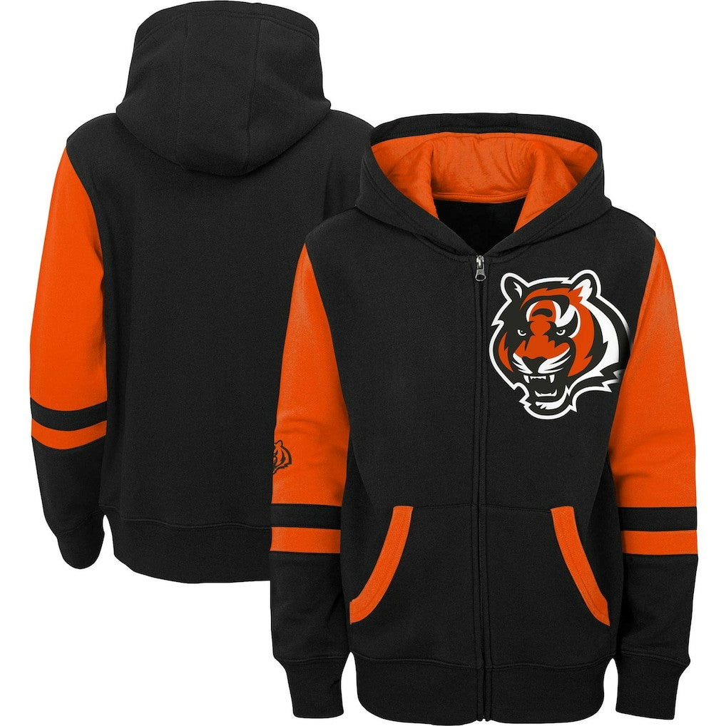 Cincinnati Bengals Youth Colorblock Full-Zip Hoodie Black | NFL