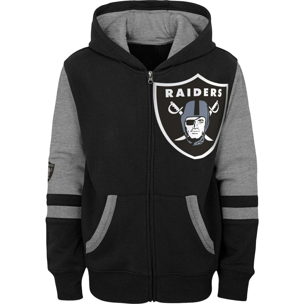 Las Vegas Raiders Youth Colorblock Full-Zip Hoodie Black | NFL