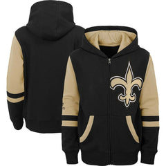 New Orleans Saints Youth Colorblock Full-Zip Hoodie Black | NFL