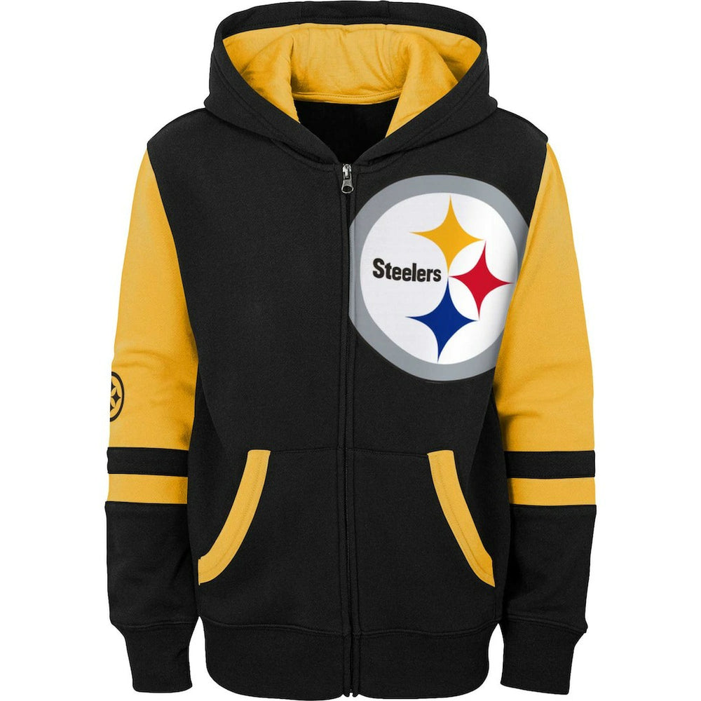 Pittsburgh Steelers Youth Colorblock Full-Zip Hoodie Black | NFL