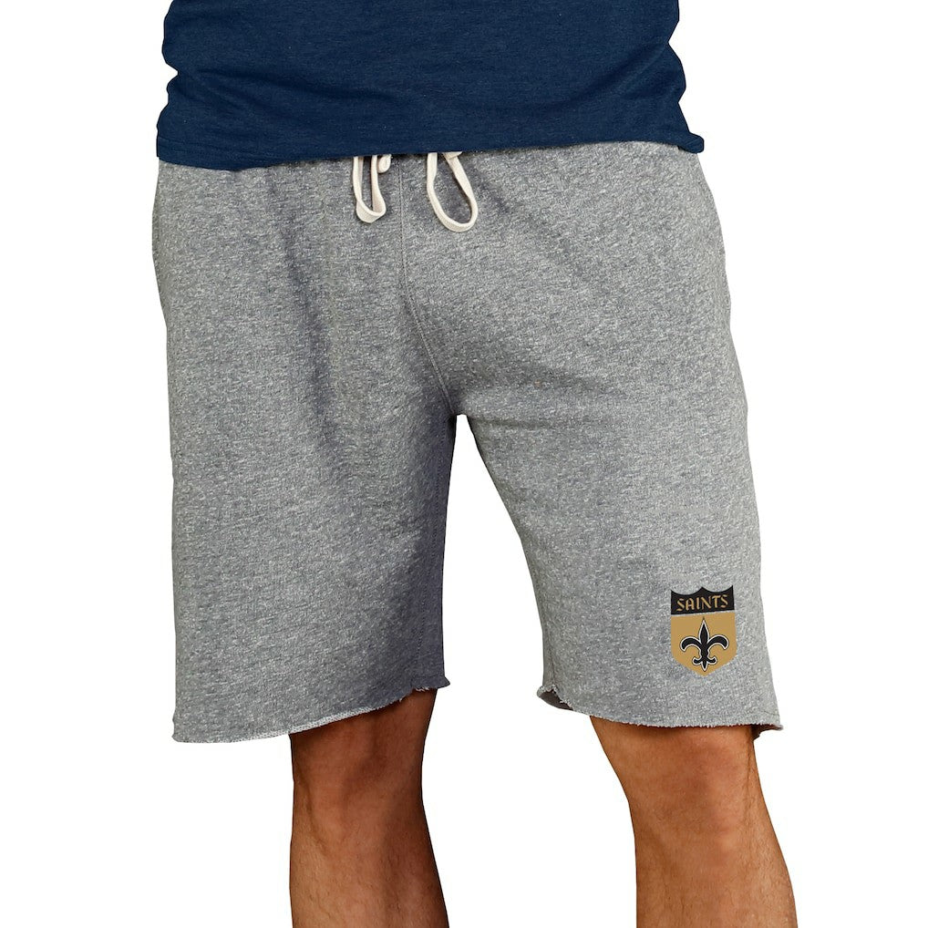 New Orleans Saints Concepts Sport Throwback Logo Mainstream Terry Shorts Gray | NFL