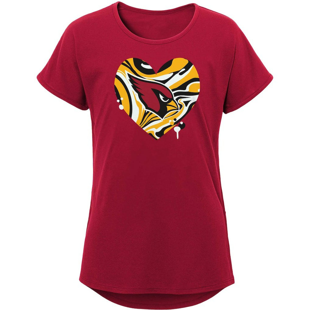Arizona Cardinals Girls Youth Drip Heart Dolman T-Shirt Cardinal | NFL