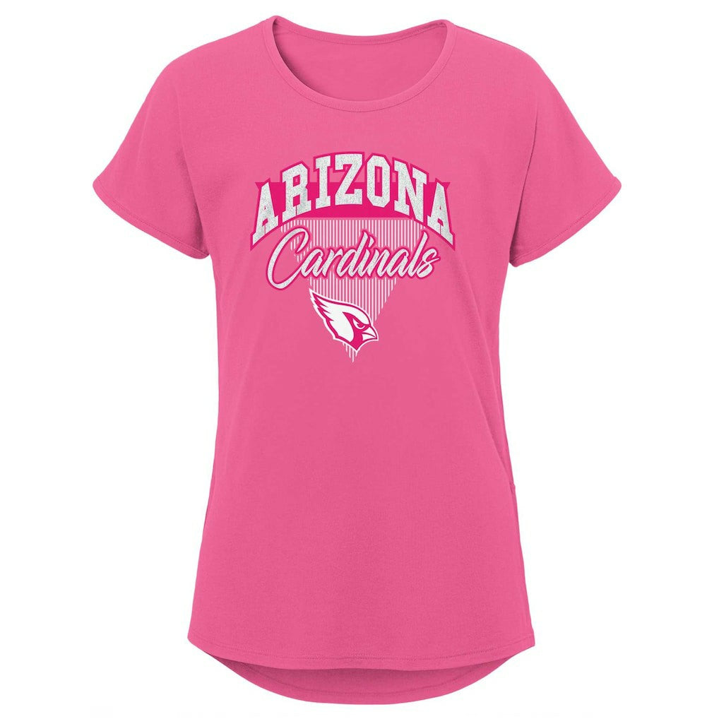 Arizona Cardinals Girls Youth Playtime Dolman T-Shirt Pink | NFL