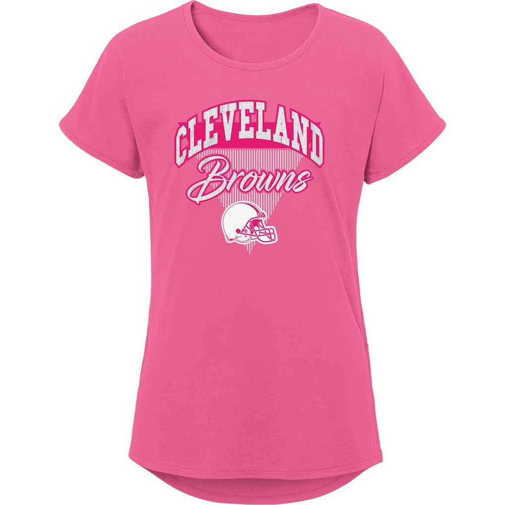 Cleveland Browns Girls Youth Playtime Dolman T-Shirt Pink | NFL