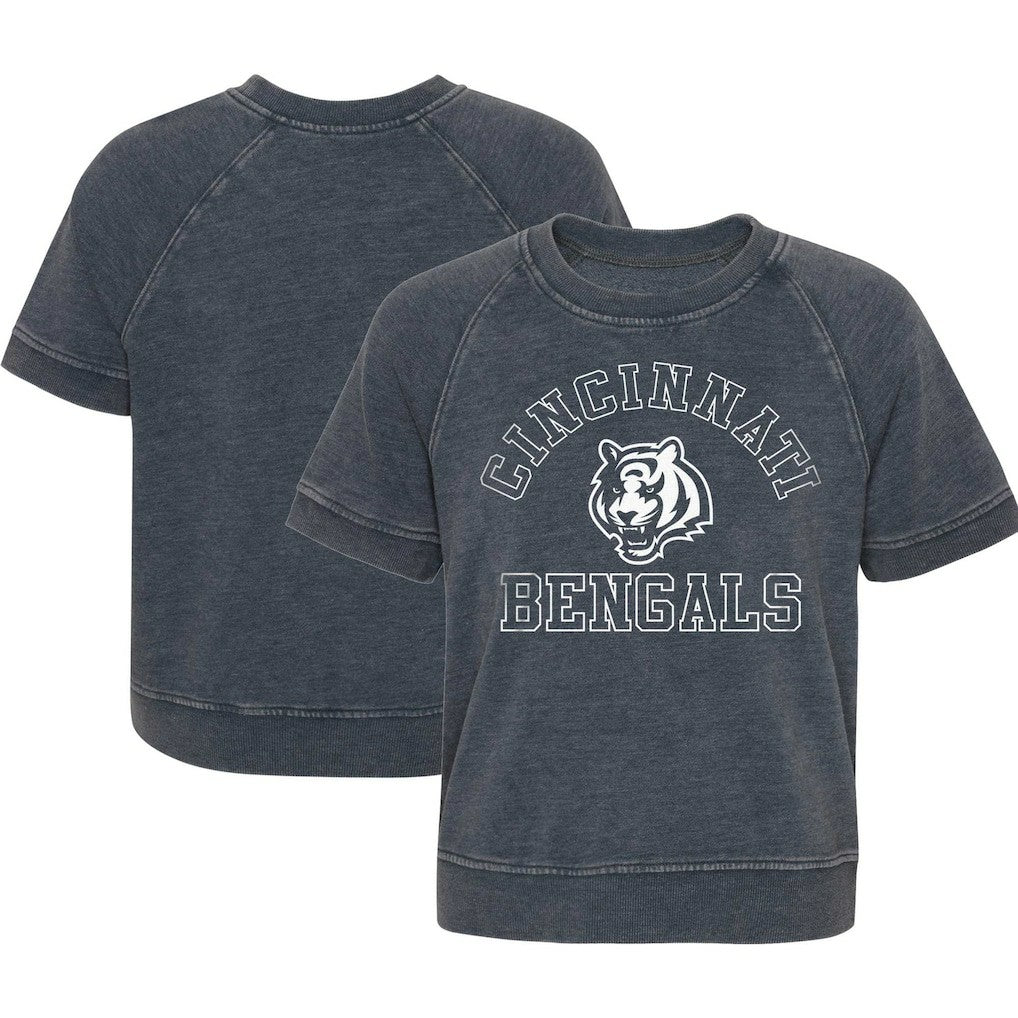 Cincinnati Bengals Girls Juniors Cheer Squad Raglan T-Shirt Heather Charcoal | NFL