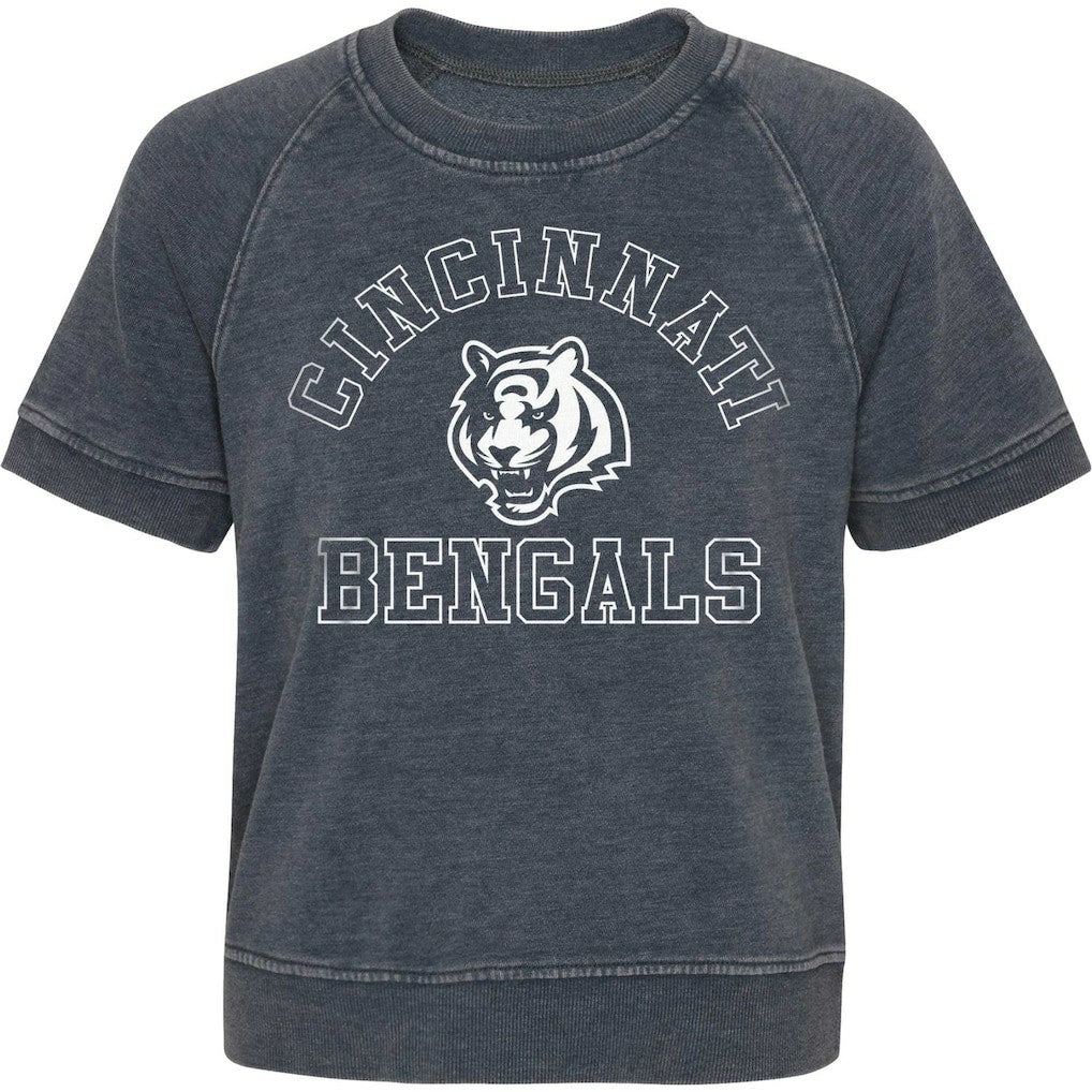 Cincinnati Bengals Girls Juniors Cheer Squad Raglan T-Shirt Heather Charcoal | NFL