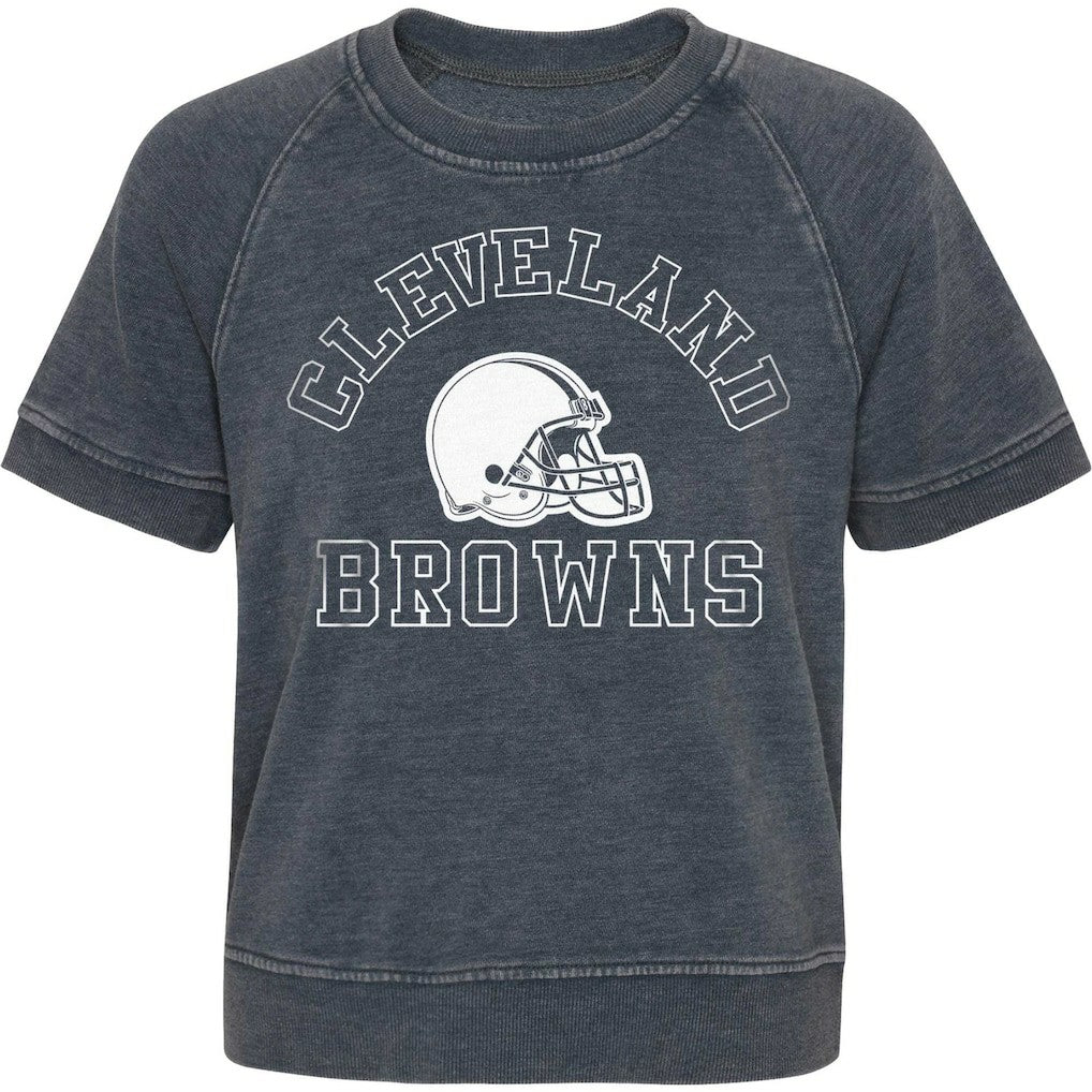 Cleveland Browns Girls Juniors Cheer Squad Raglan T-Shirt Heather Charcoal | NFL