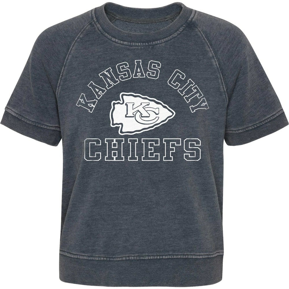 Kansas City Chiefs Girls Juniors Cheer Squad Raglan T-Shirt Heather Charcoal | NFL