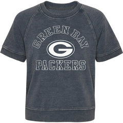Green Bay Packers Girls Juniors Cheer Squad Raglan T-Shirt Heather Charcoal | NFL