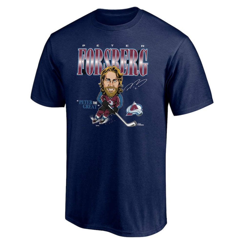 Peter Forsberg Colorado Avalanche Player Caricature T-Shirt - Navy - NHL