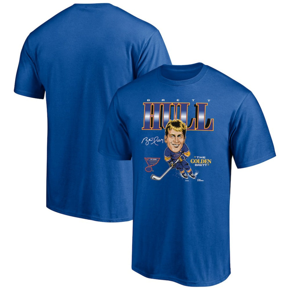 Brett Hull St. Louis Blues Player Caricature T-Shirt - Blue - NHL