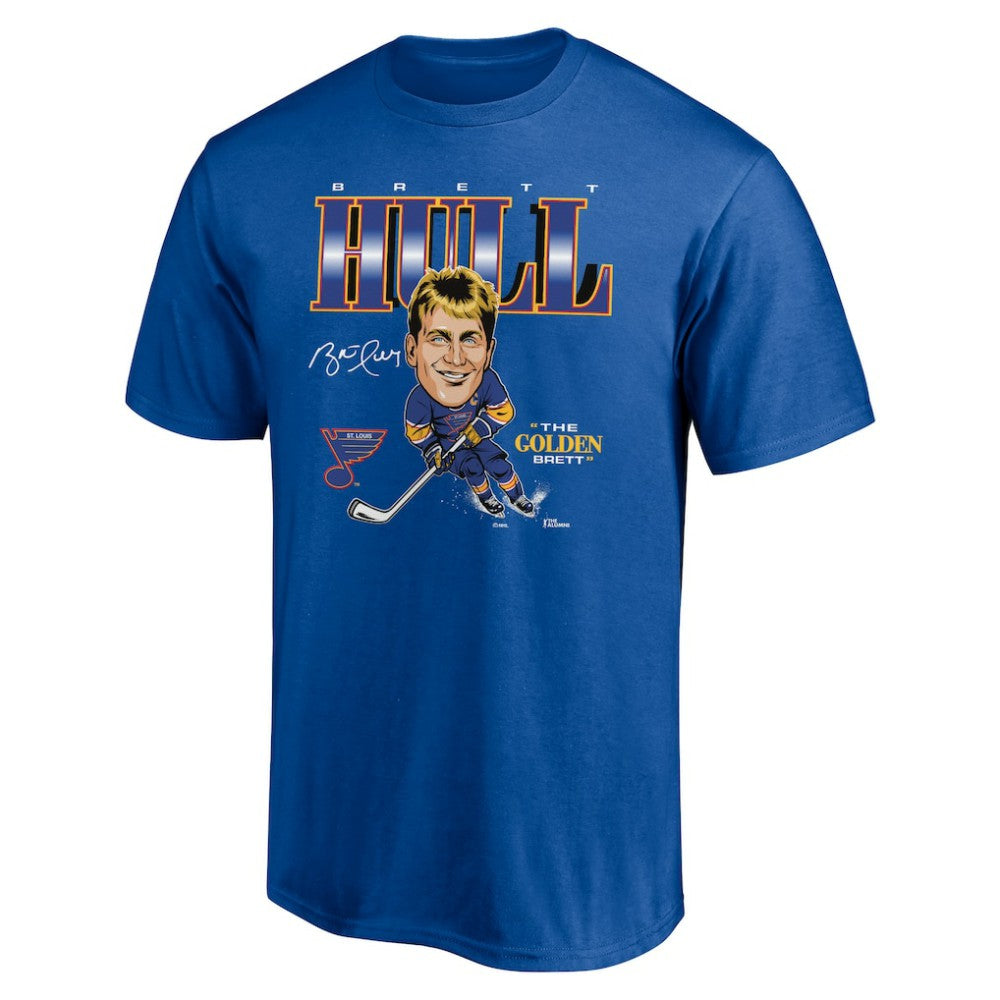 Brett Hull St. Louis Blues Player Caricature T-Shirt - Blue - NHL