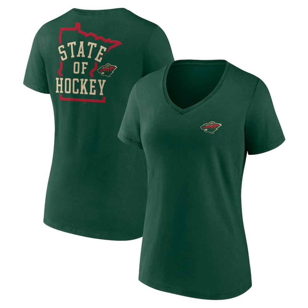 Minnesota Wild Women's Territorial V-Neck T-Shirt - Green - NHL