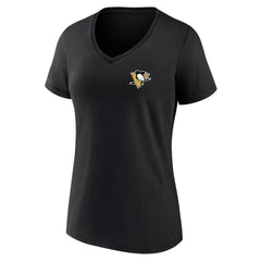 Pittsburgh Penguins Women's Territorial V-Neck T-Shirt - Black - NHL