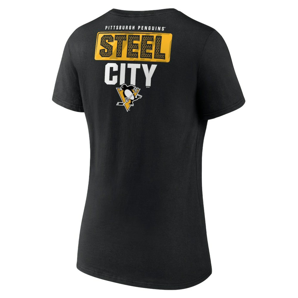 Pittsburgh Penguins Women's Territorial V-Neck T-Shirt - Black - NHL