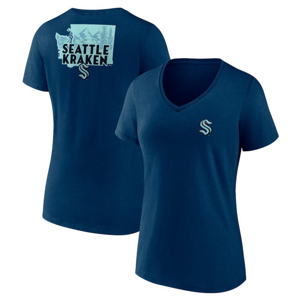 Seattle Kraken Women's Territorial V-Neck T-Shirt - Deep Sea Blue - NHL