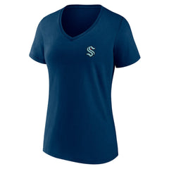 Seattle Kraken Women's Territorial V-Neck T-Shirt - Deep Sea Blue - NHL