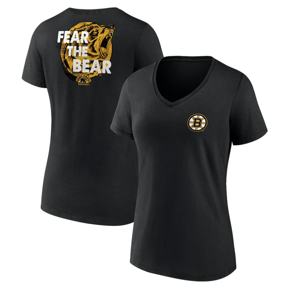 Boston Bruins Women's Territorial V-Neck T-Shirt - Black - NHL