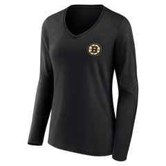 Boston Bruins Women's Territorial Long Sleeve V-Neck T-Shirt - Black - NHL