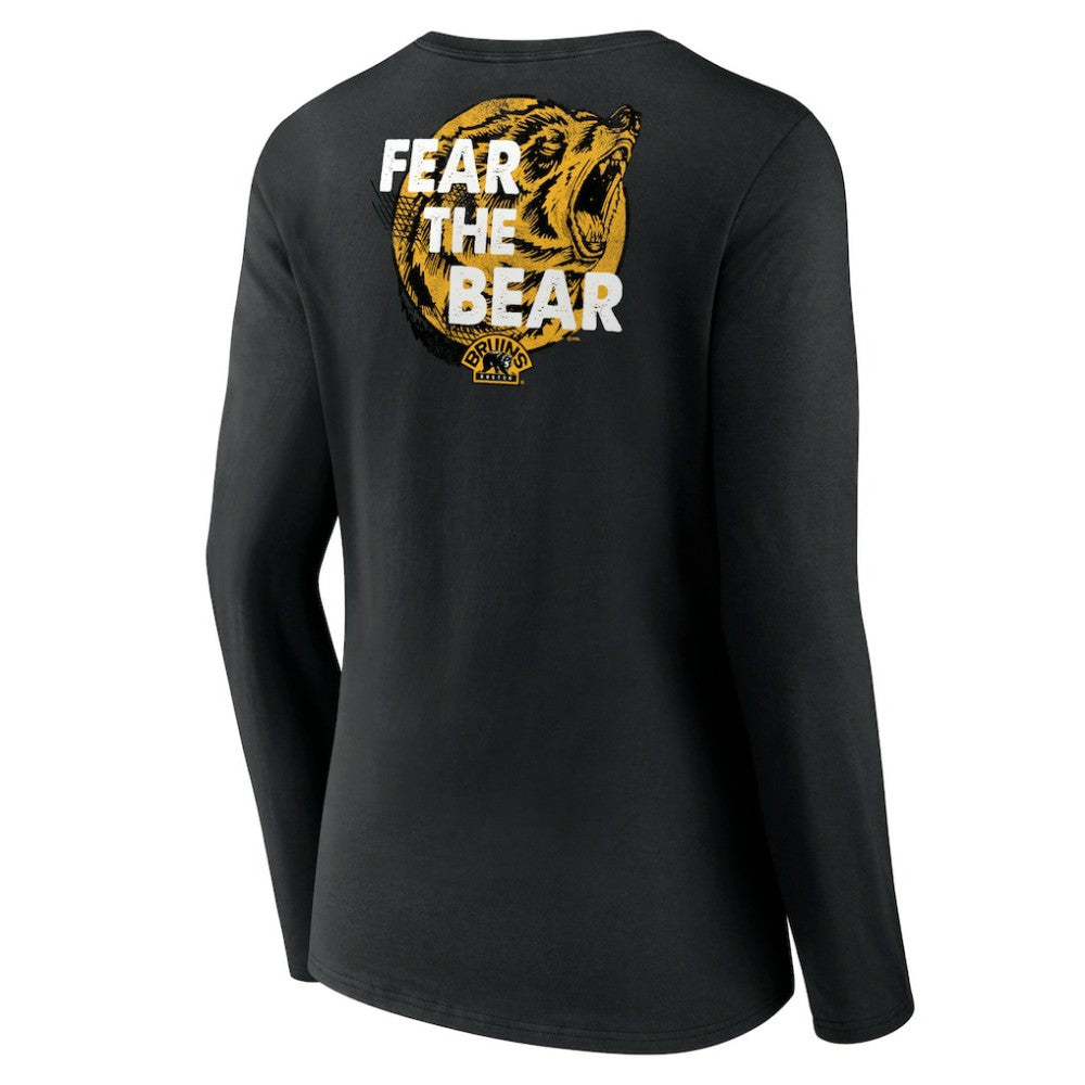 Boston Bruins Women's Territorial Long Sleeve V-Neck T-Shirt - Black - NHL