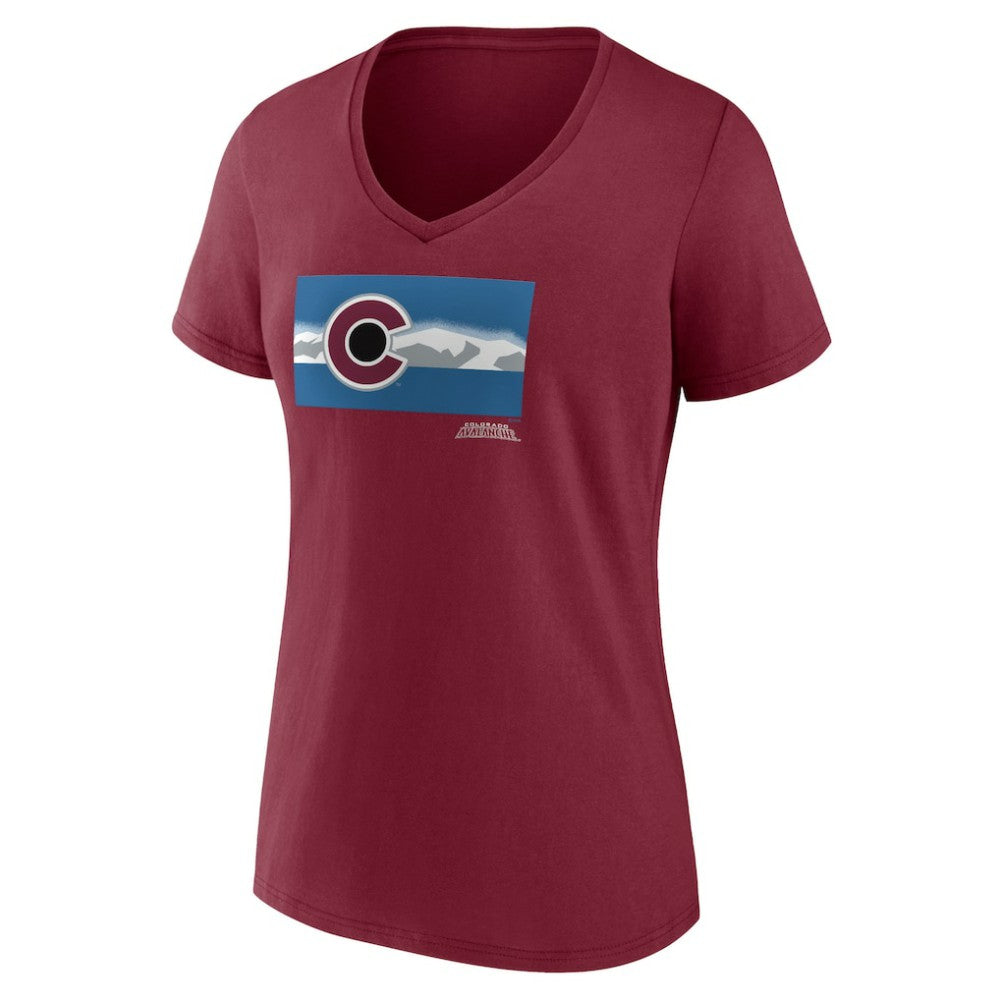 Colorado Avalanche Women's Shout Out V-Neck T-Shirt - Burgundy - NHL