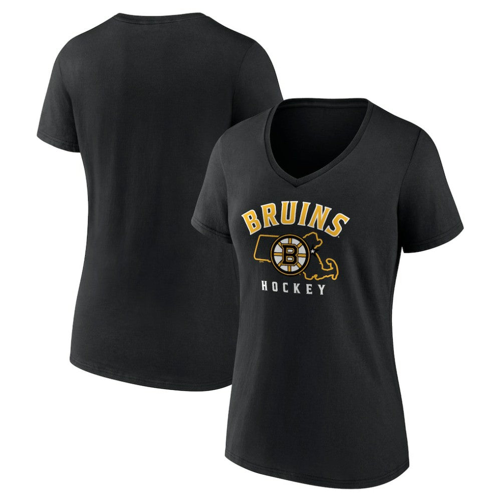 Boston Bruins Women's Proclamation V-Neck T-Shirt - Black - NHL