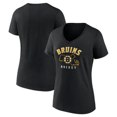 Boston Bruins Women's Proclamation V-Neck T-Shirt - Black - NHL