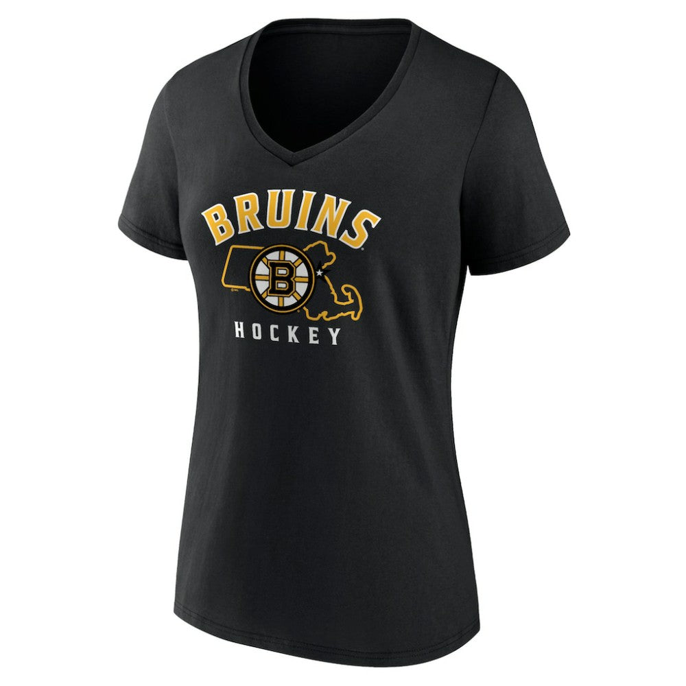 Boston Bruins Women's Proclamation V-Neck T-Shirt - Black - NHL