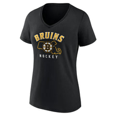 Boston Bruins Women's Proclamation V-Neck T-Shirt - Black - NHL