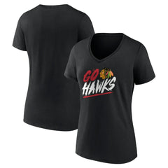 Chicago Blackhawks Women's Proclamation V-Neck T-Shirt - Black - NHL