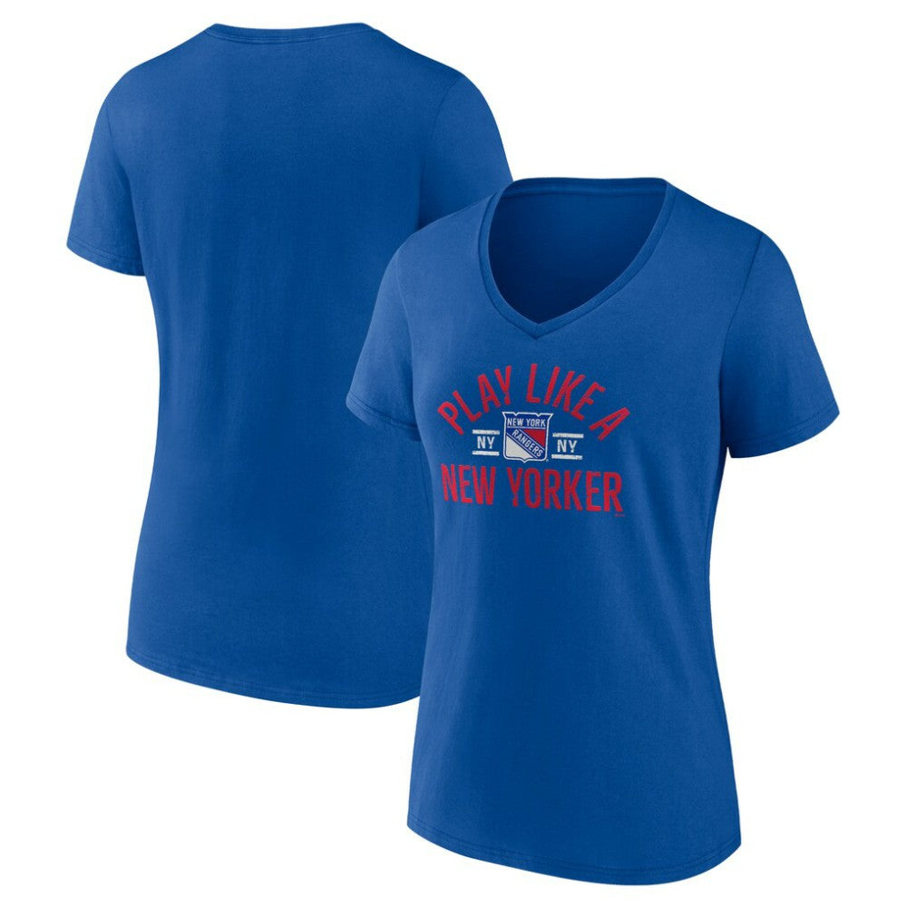 New York Rangers Women's Proclamation V-Neck T-Shirt - Blue - NHL