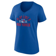 New York Rangers Women's Proclamation V-Neck T-Shirt - Blue - NHL
